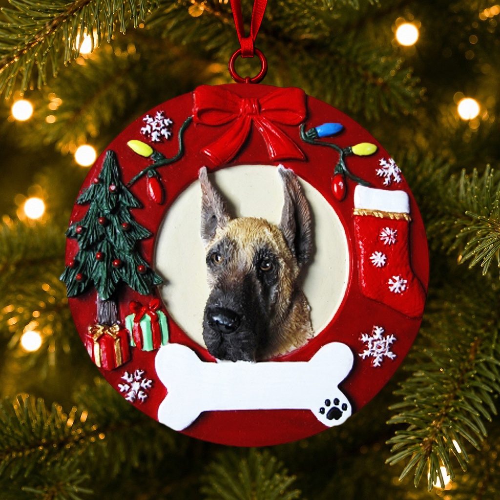 Great Dane, fawn Circle-Shaped Ornaments