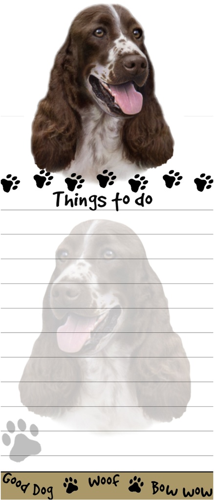 Springer Spaniel  Notepads, Magnetic Tall Die-Cut
