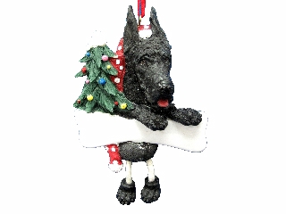 Great Dane, black Dangling Dog Ornament