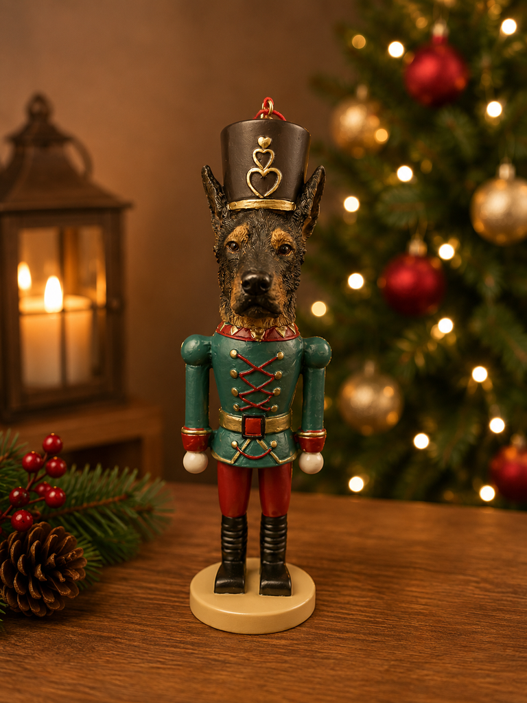 Doberman Soldier ornament