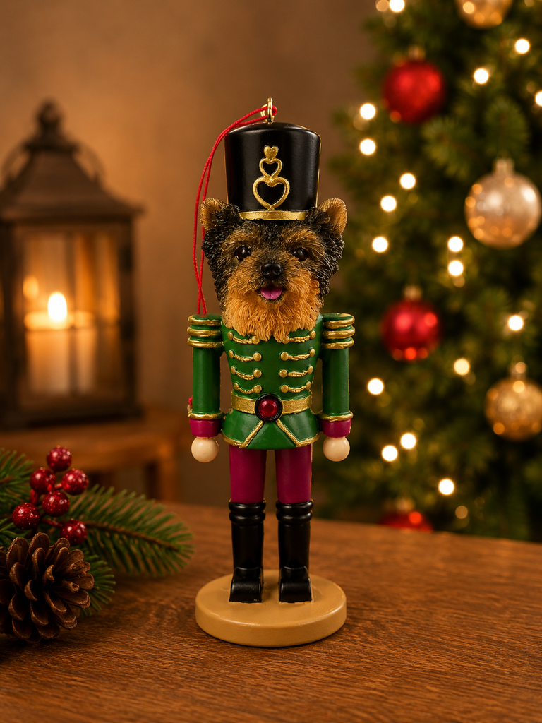 Yorkie, puppy cut Soldier ornament