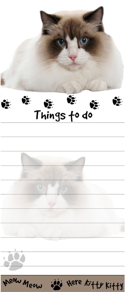 Ragdoll Notepads, Magnetic Tall Die-Cut