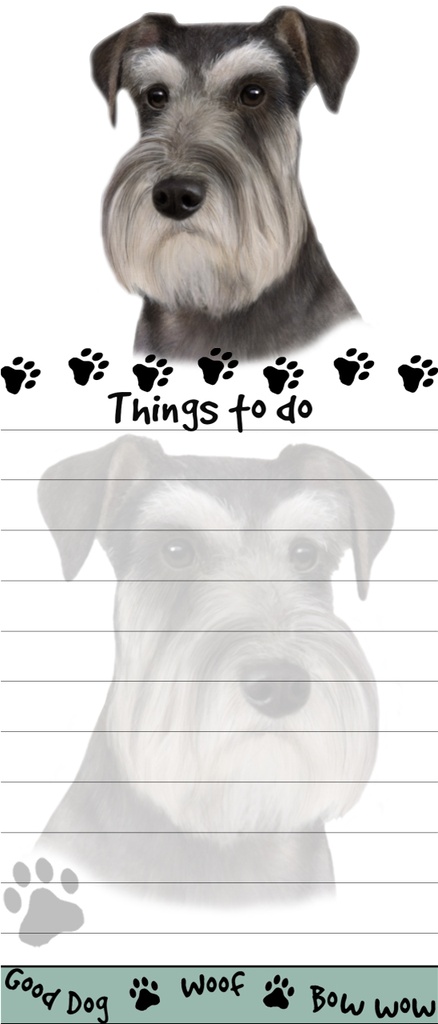 Schnauzer, uncropped  Notepads, Magnetic Tall Die-Cut