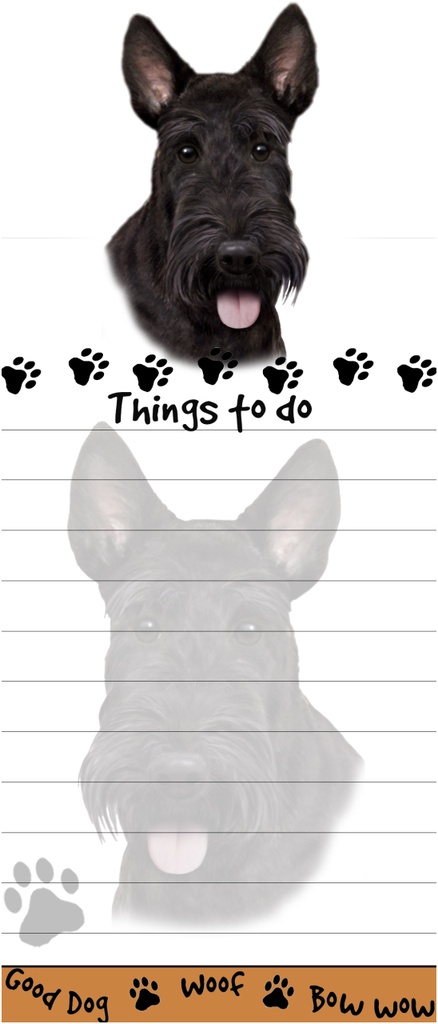 Scottie  Notepads, Magnetic Tall Die-Cut