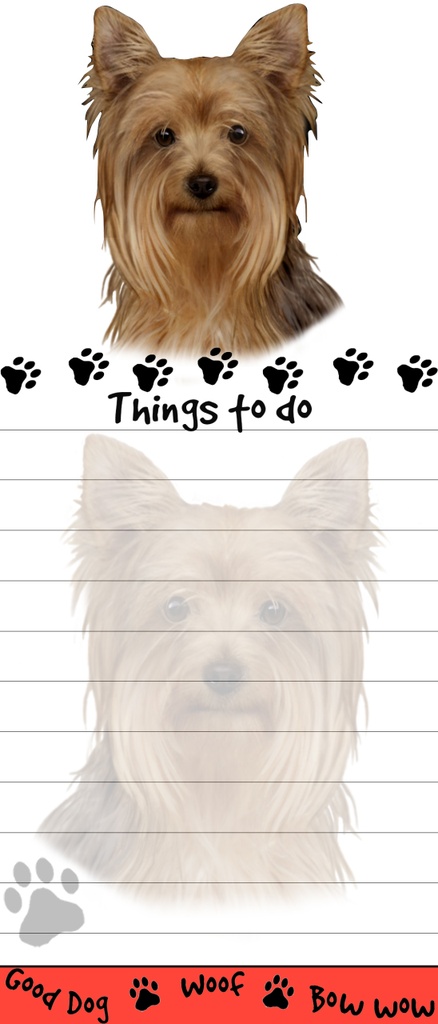 Yorkie  Notepads, Magnetic Tall Die-Cut