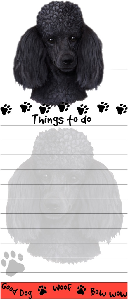 Poodle, black  Notepads, Magnetic Tall Die-Cut