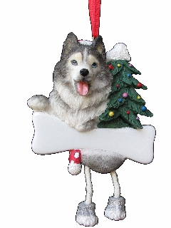 Siberian Husky Dangling Dog Ornament