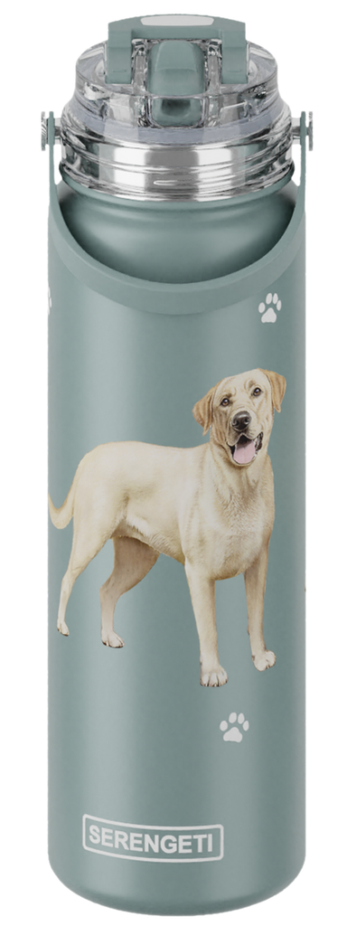 Lab, yellow water bottle