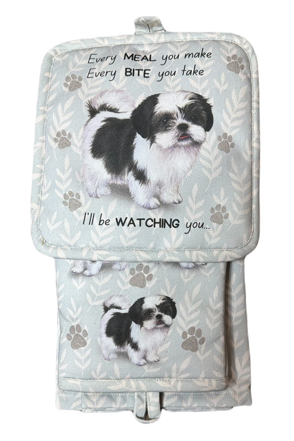 Shih Tzu Black & White- 3 Piece Kitchen Set