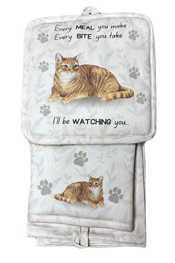 Orange Tabby Cat - 3 Piece Kitchen Set