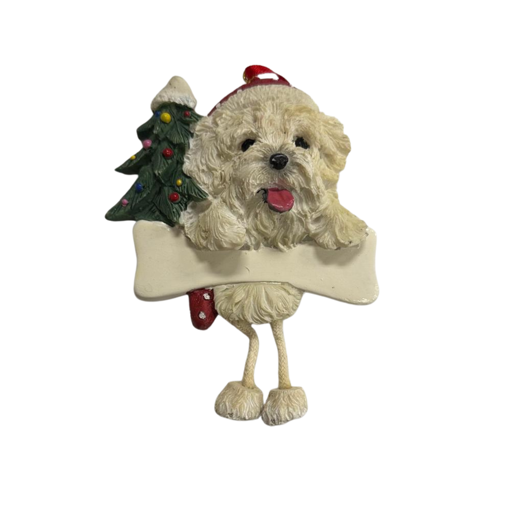 Maltese puppy Dangling Dog Ornament
