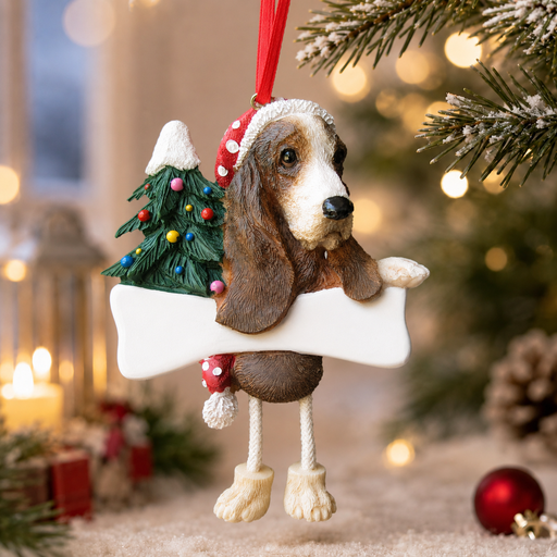 [35356-2] Basset Hound Dangling Dog Ornament