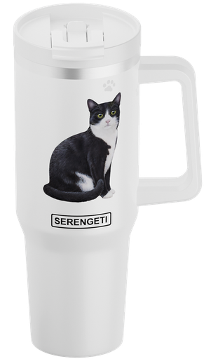 [783-3] Cat, Black and White Mug, 40 ounce
