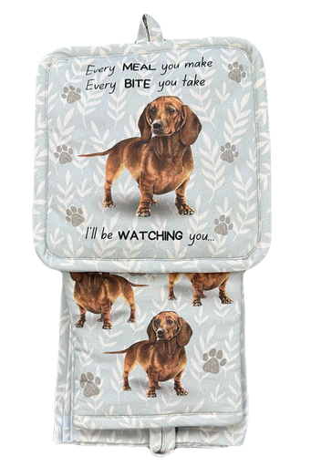 [311-13] Dachshund Red - 3 Piece Kitchen Set