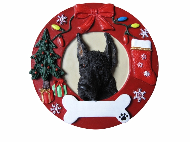 Great Dane, black  Circle-Shaped Ornaments
