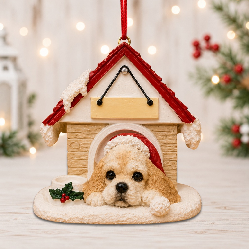 Cocker Spaniel, blonde Doghouse ornament