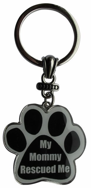 My mommy rescued me Keychains, paw shaped
