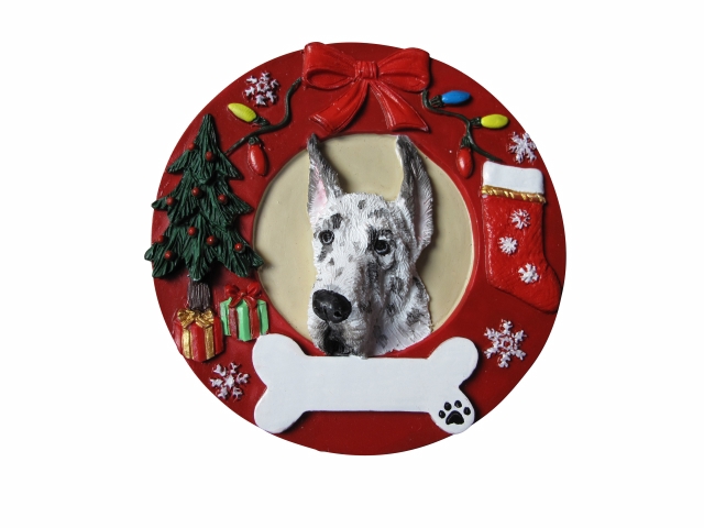 Harlequin Dane Dog  Circle-Shaped Ornaments