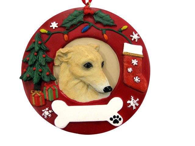 Greyhound, fawn & White Circle-Shaped Ornaments