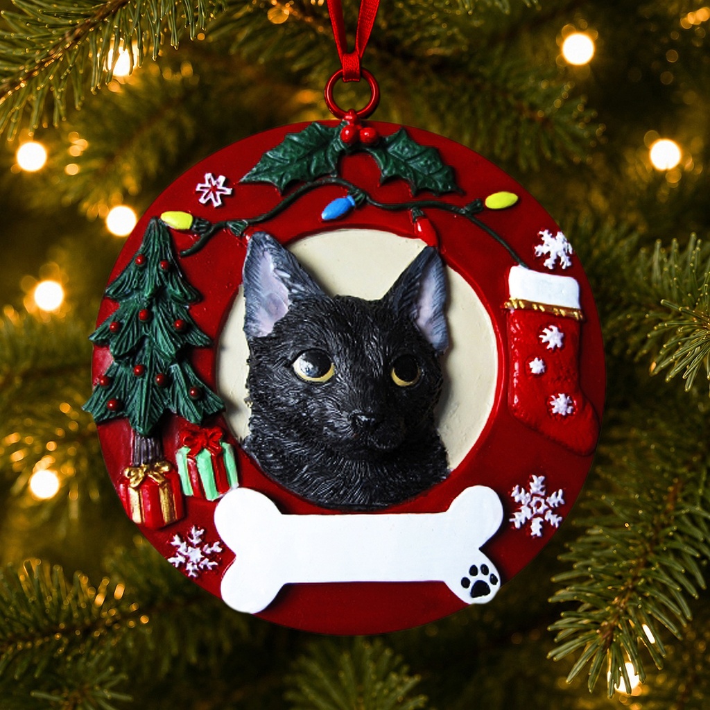 Black Cat Circle- Shaped Ornament