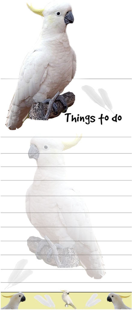 Cockatoo Notepads, Magnetic Tall Die-Cut