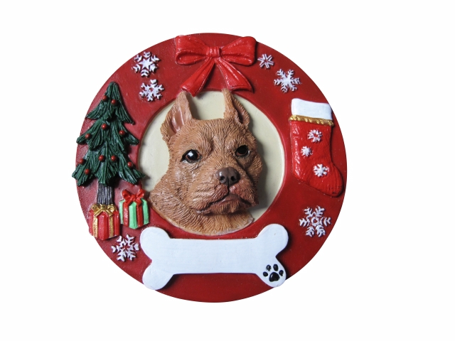Pit Bull, red Circle-Shaped ornament