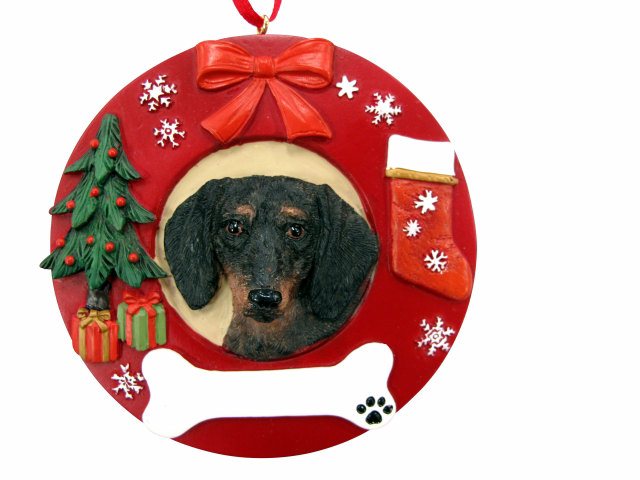 Dachshund, black  Circle-Shaped Ornaments