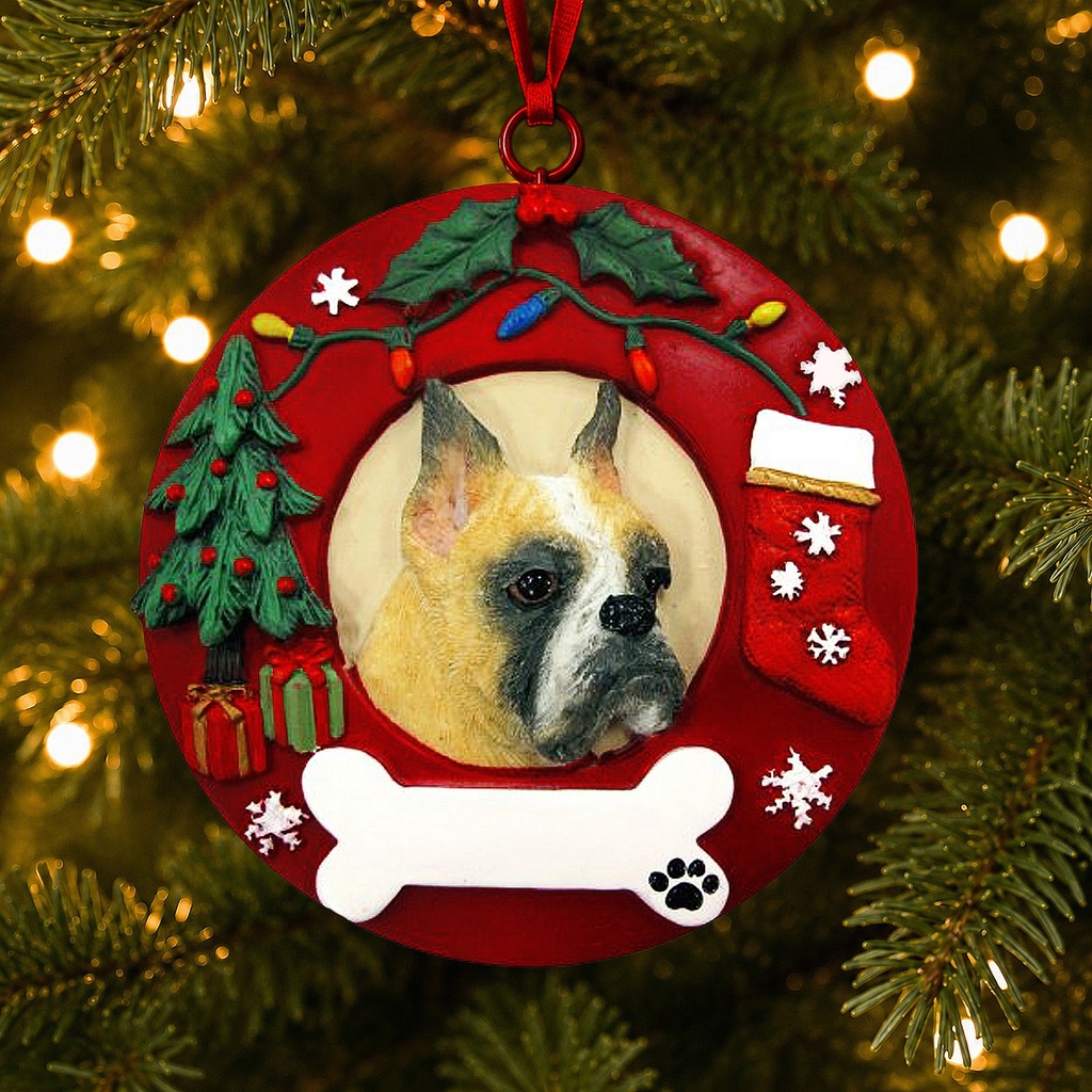 Boxer, Cropped Circle-Shaped Ornaments