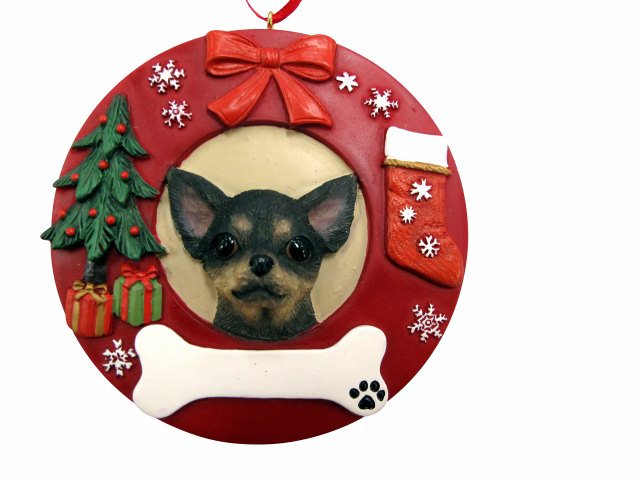 Chihuahua, black  Circle-Shaped Ornaments