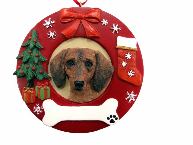 Dachshund, red  Circle-Shaped Ornaments