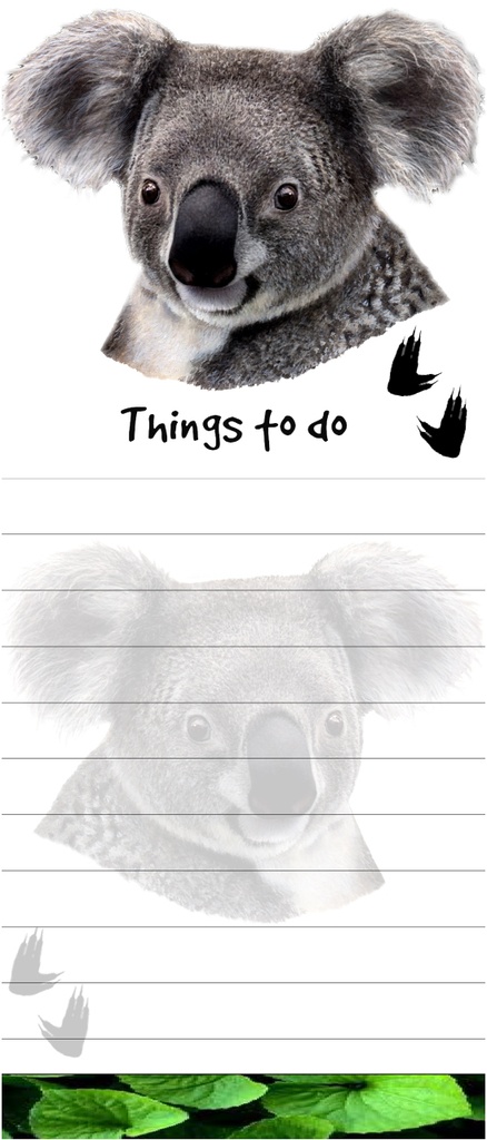 Koala Notepads, Magnetic Tall Die-Cut