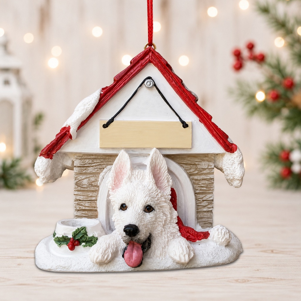 German Shepherd, white Doghouse Ornament