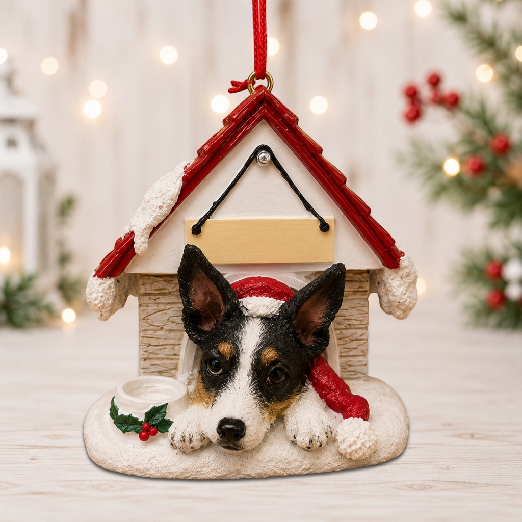 Rat Terrier, Doghouse Ornament