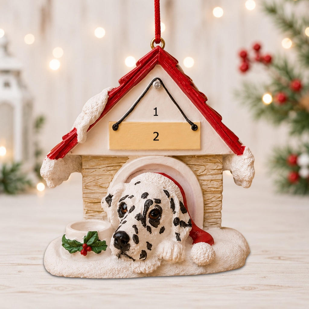Dalmatian doghouse ornament