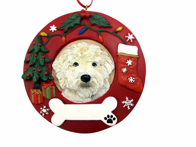 Labradoodle, yellow Circle-Shaped Ornaments