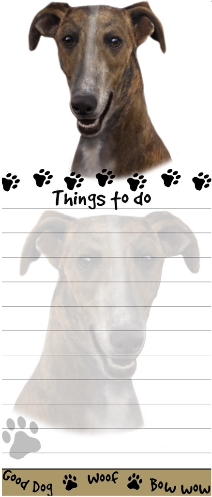 Greyhound, brindle Notepads, Magnetic Tall Die-Cut