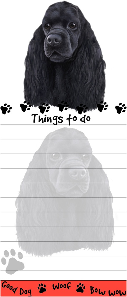 Cocker Spaniel, black Notepads, Magnetic Tall Die-Cut