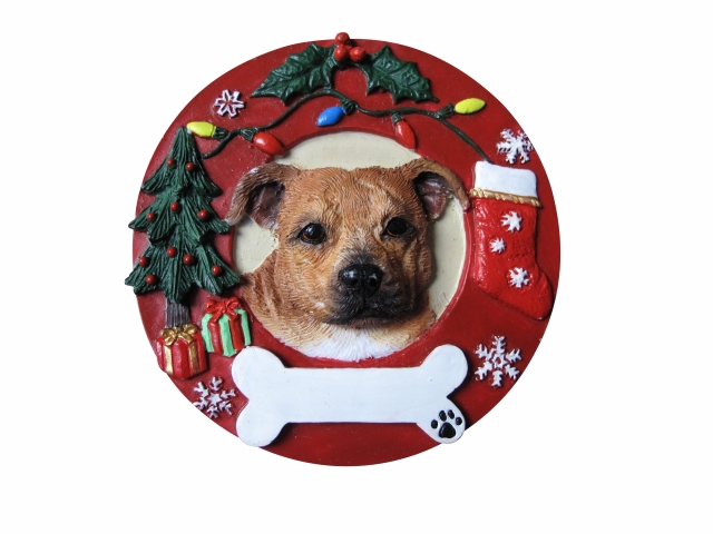 Stafforshire Terrier Circle Shaped Ornament