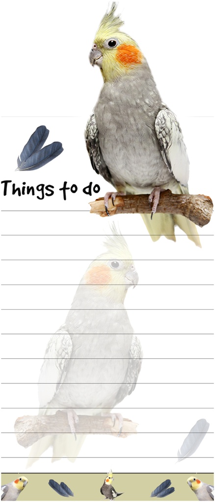 Cockatiel Notepads, Magnetic Tall Die-Cut