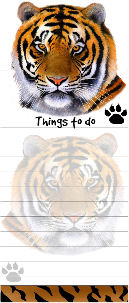 Tiger Notepads, Magnetic Tall Die-Cut