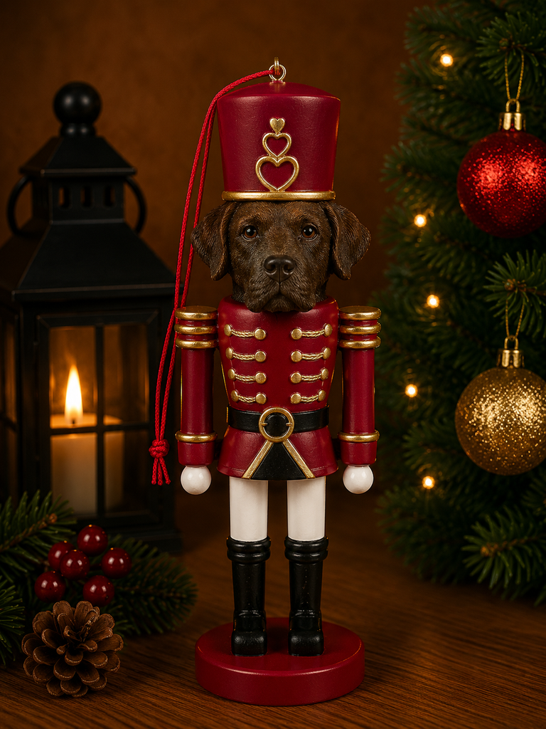 Labrador, chocolate Soldier ornament