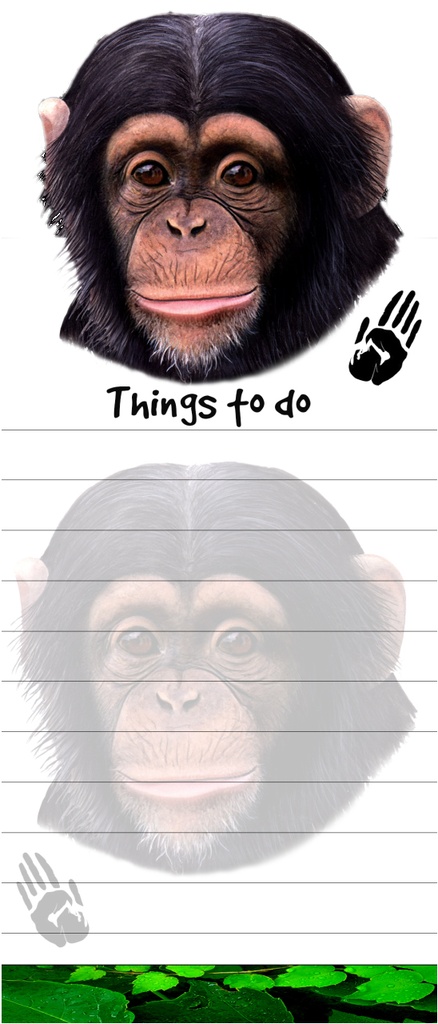 Chimpanzee Notepads, Magnetic Tall Die-Cut