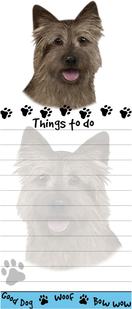 Cairn Terrier Notepads, Magnetic Tall Die-Cut