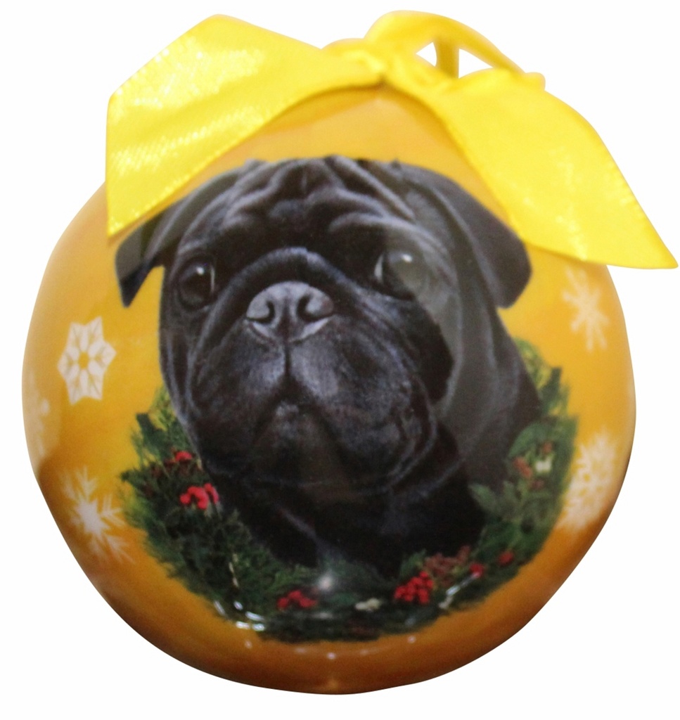 Pug, black  Ornaments, Christmas Ball