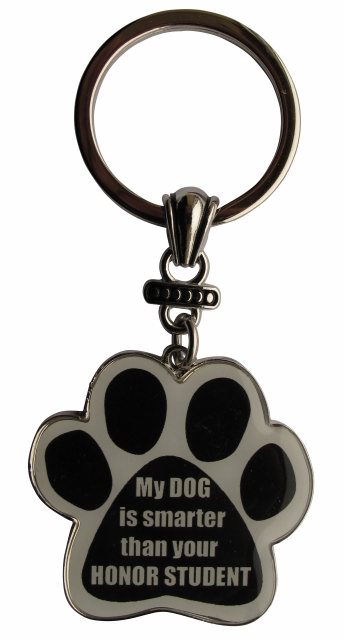 My dog is smarter than you honor student Keychains, paw shaped