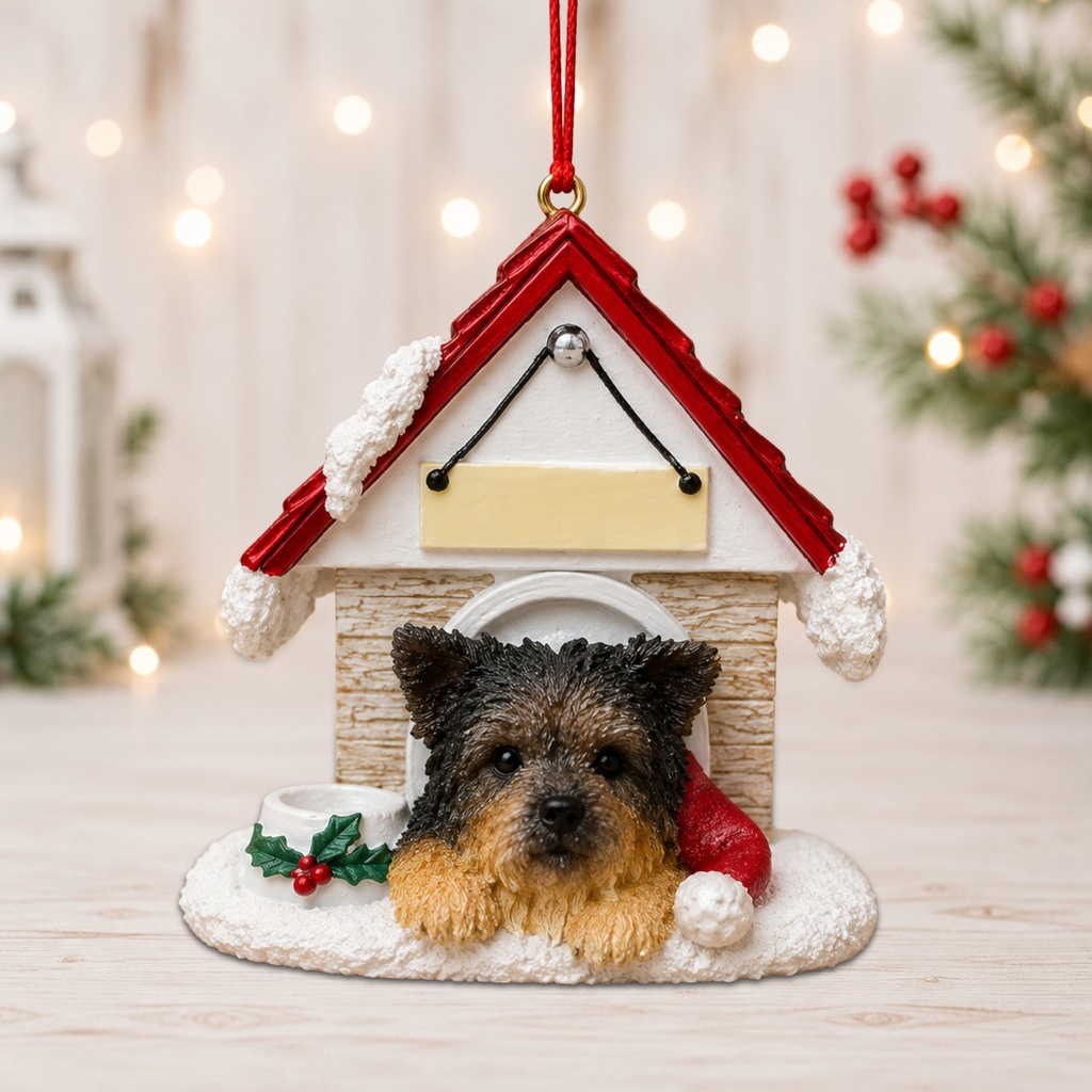 Yorkie doghouse ornament
