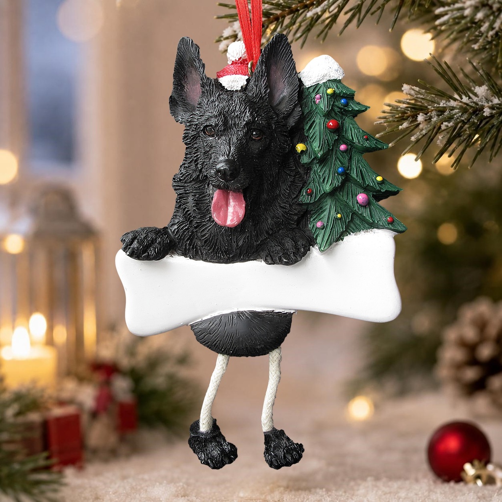 German Shepherd, black Dangling Dog Ornament
