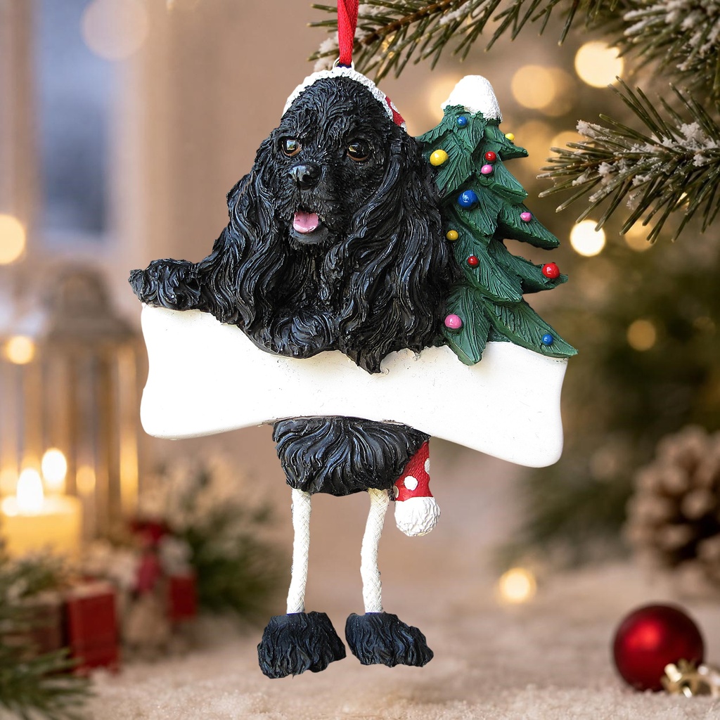 Cocker Spaniel, black Dangling Dog Ornament