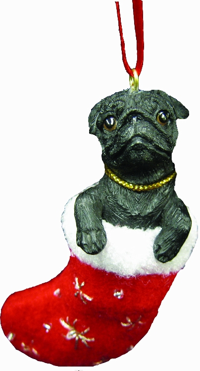 Pug, black ornament