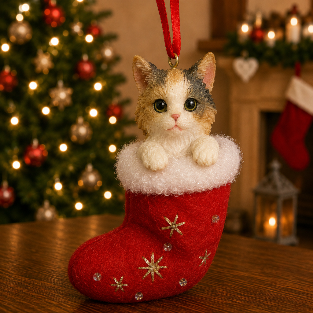 Santa's Little Pals, Calico Cat ornament
